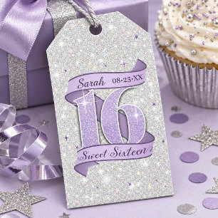 Funkelnde Sweet 16 Violett Silber ID1333 Geschenkanhänger