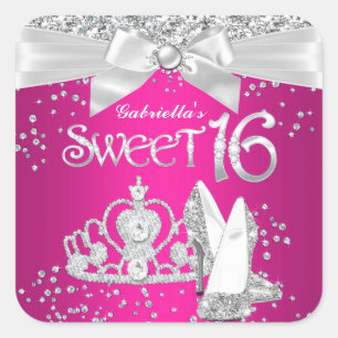 Funkelnde Tiara-Absätze Sweet 16 Aufkleber