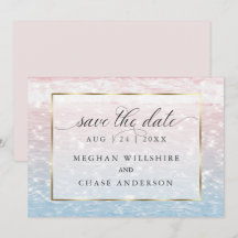 Funkelnde Wasser Pink Beach Hochzeitseinladung