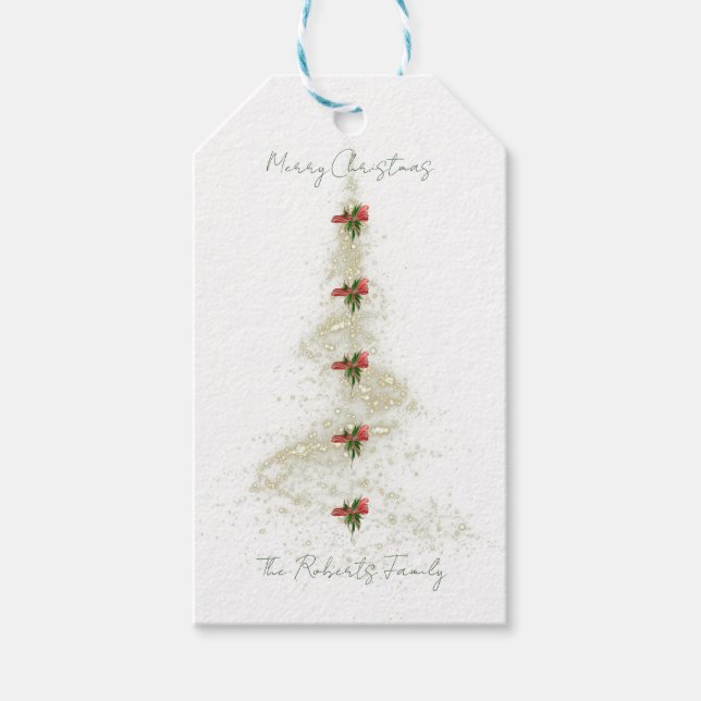 Funkelnde Weihnachtsbaum-Geschenkanhänger Geschenkanhänger (Vorderseite)