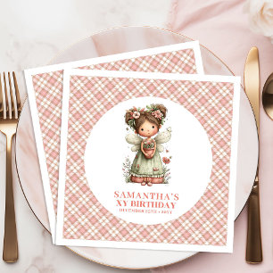 Funkelnde Wunderfee Pink Blumen 6. Geburtstag Serviette