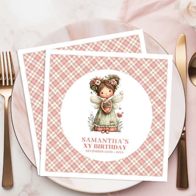 Funkelnde Wunderfee Pink Blumen 6. Geburtstag Serviette (Sparkly Whimsy Fairy Pink Floral 6th Birthday Napkins)