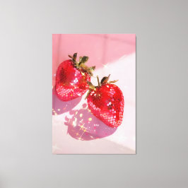 Funkelnde Zwillings-Disco-Erdbeeren Rosa Ästhetik  Leinwanddruck