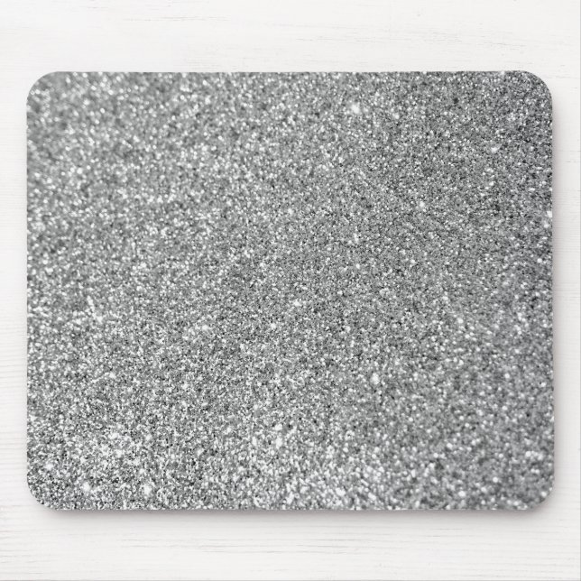 Funkelnder Bokeh-Kunst-Silber-Glitter Mousepad (Vorne)
