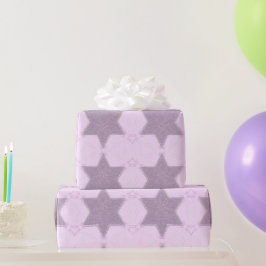 Funkelnder Davidstern roséfarbene Bat-Mizwa Geschenkpapier