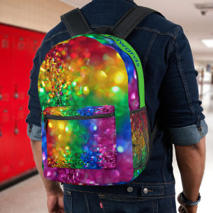 Funkelnder Farbstoffausbruch Regenbogen Pailletten Bedruckter Rucksack