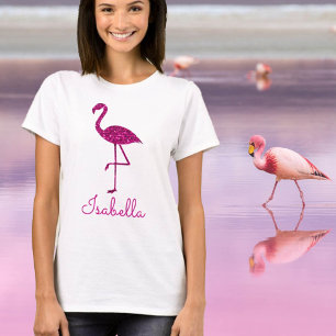 Funkelnder Flamingo Rosa Glitzer Personalisieren B T-Shirt