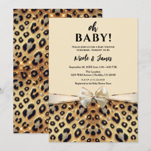 Funkelnder Glamour Leopardenprint Babyparty Einladung