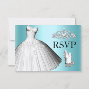 Funkelnder Glitter-Kleid & Absätze Quinceanera RSV Einladung