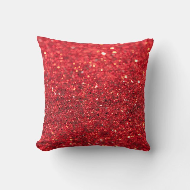 Funkelnder Glitzer-rotes Imitat-Sequined Feiertag Kissen (Vorderseite)