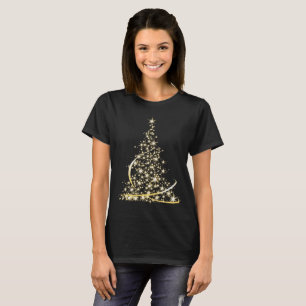 Funkelnder Goldfröhlicher Weihnachtsbaum T-Shirt