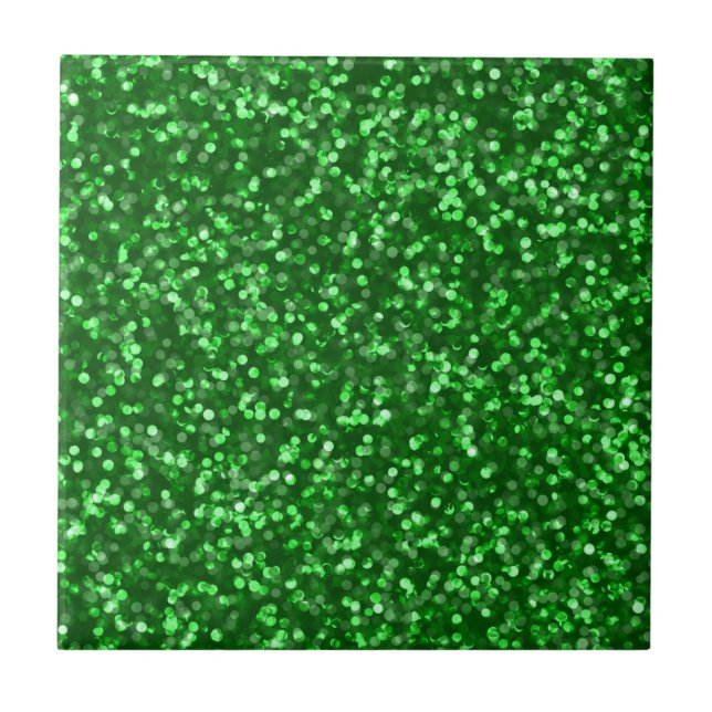 Funkelnder grüner Glitzer Fliese (Vorderseite)