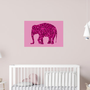 Funkelnder heißrosa Elefant mit falschen Funkel au Poster