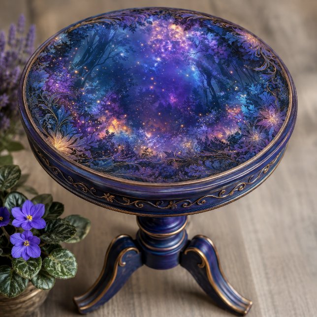 Funkelnder Indigo-Nebel Whimsicaler Wald Seidenpapier (Von Creator hochgeladen)