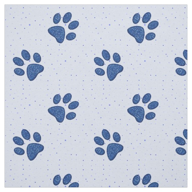 funkelnder Katzentatzendruck - Blau Stoff (Muster)