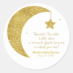 Funkelnder kleiner Stern Gold Glitter Mond Sterne Runder Aufkleber