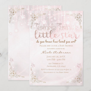 Funkelnder kleiner Stern Rosa Gold Glanz Baby Show Einladung