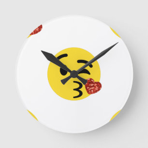 Funkelnder Kuss Emoji Runde Wanduhr