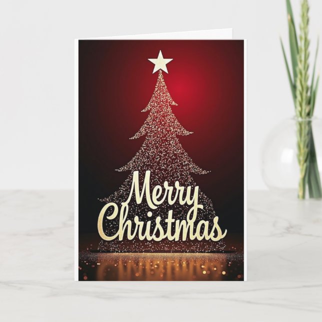 Funkelnder Lichterbaum – Weihnachtskarte Karte (Vorderseite)