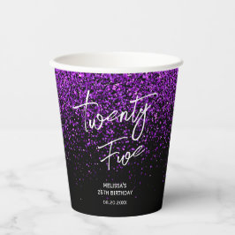funkelnder Lila Glitzer Schwarz jedes Alters Gebur Pappbecher