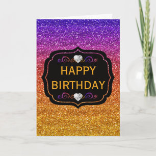 Funkelnder lila und orangefarbener Gradient Glitte Karte