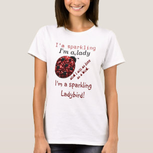 Funkelnder Marienkäfer roter Glitter Spaß Text T-Shirt