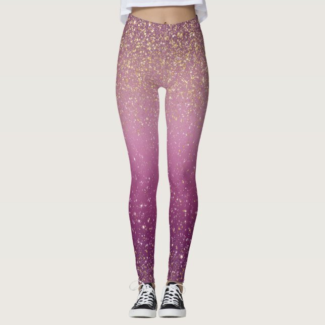 Funkelnder Ombre-Rosa-Muster  Leggings (Vorderseite)