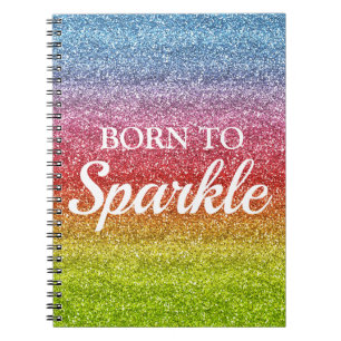 Funkelnder Regenbogen-Gradient Glitter Born to Spa Notizblock