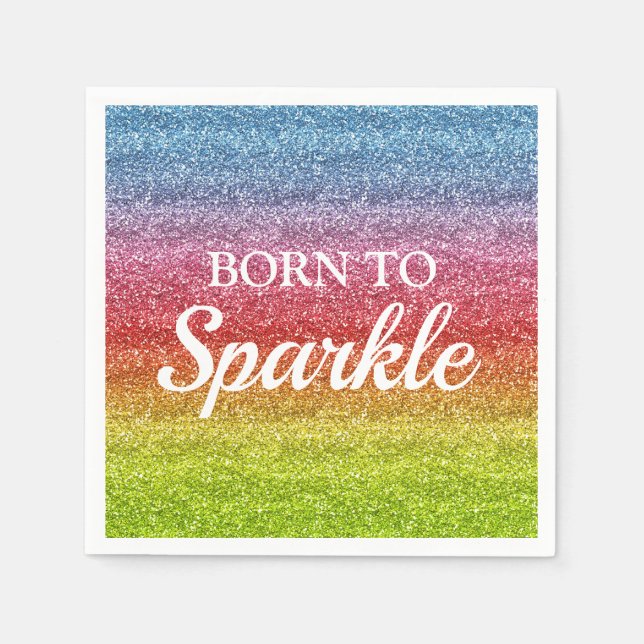 Funkelnder Regenbogen-Gradient Glitter Born to Spa Serviette (Vorderseite)
