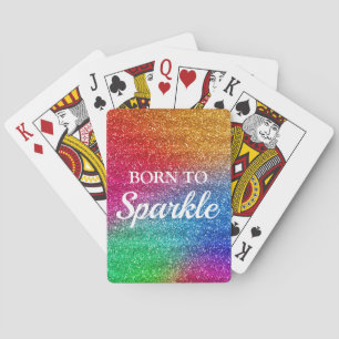 Funkelnder Regenbogen-Gradient Glitter Born to Spa Spielkarten