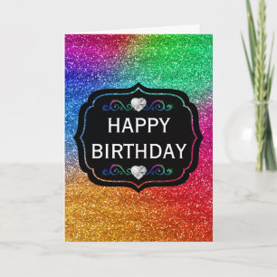 Funkelnder Regenbogen-Gradient Glitter-Geburtstag Karte