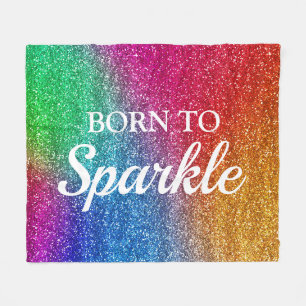 Funkelnder Regenbogen-Verlauf Glitter Born to Spar Fleecedecke