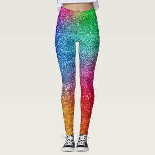 Funkelnder Regenbogen-Verlaufs-Glitter Leggings