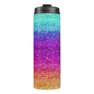 Funkelnder Regenbogenverlauf Glitter Thermosbecher