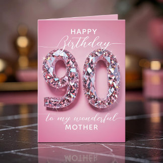 Funkelnder rosa Diamant 90. Geburtstag für Mutter Karte