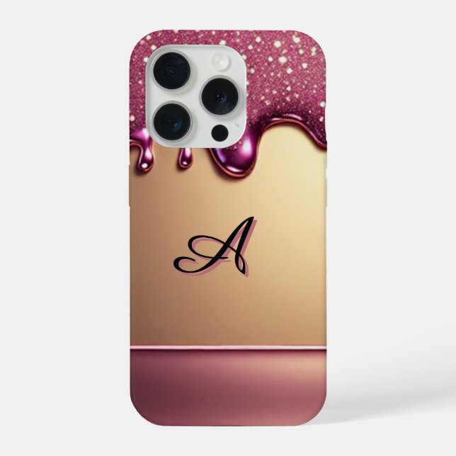 💎 Funkelnder Rosa-Drip Luxe über Strahlendem Gold iPhone Hülle (Rückseite)