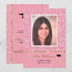 Funkelnder rosa Glitter-Abschluss Einladung