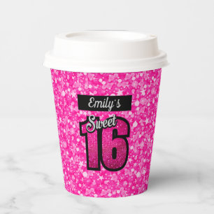 Funkelnder rosa Glitter-Papierbecher Pappbecher