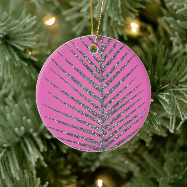 funkelnder rosa Glitzer Keramik Ornament (Baum)