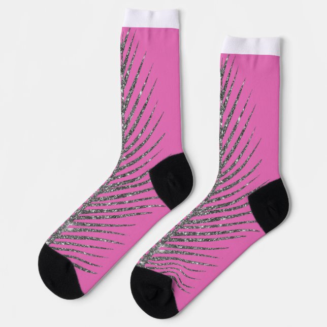 funkelnder rosa Glitzer Socken (Linkes Detail)