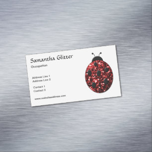 Funkelnder roter Marienkäfer Marienkäfer weiß Magnetische Visitenkarte