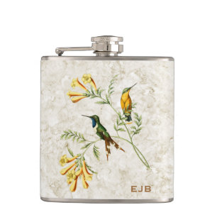 Funkelnder Schwanzkolibri Monogramm Flachmann