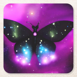 Funkelnder Schwarzer Schmetterling Rechteckiger Pappuntersetzer