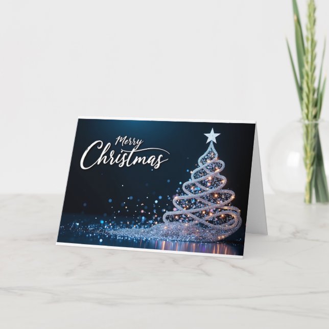 Funkelnder Schwirbelbaum – Weihnachtskarte Dankeskarte (Vorderseite)