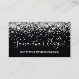Funkelnder Silber Glitter Online Shop Premium Schw Visitenkarte