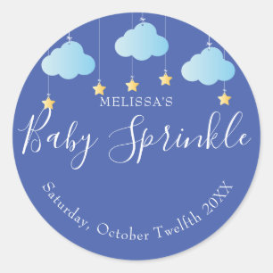 Funkelnder Sprinkle kleiner Stern Baby Shower Blau Runder Aufkleber