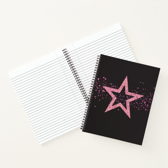 Funkelnder Stern Baby Rosa hübsch Notizbuch (Innenseite)