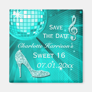 Funkelnder Stiletto-Absatz Sweet 16 Save The Date Magnet