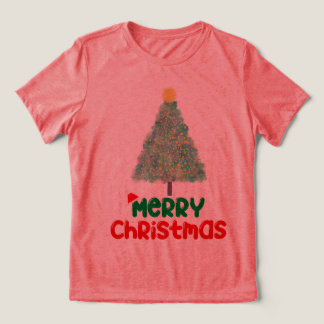Funkelnder Weihnachtsbaum "Frohe Weihnachten" Dame Tri-Blend Shirt