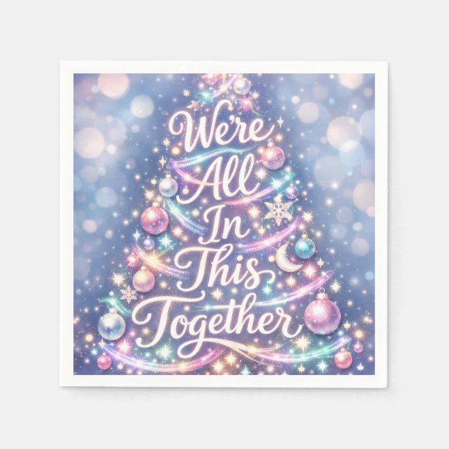 Funkelnder Weihnachtsbaum mit Text Serviette (Vorderseite)